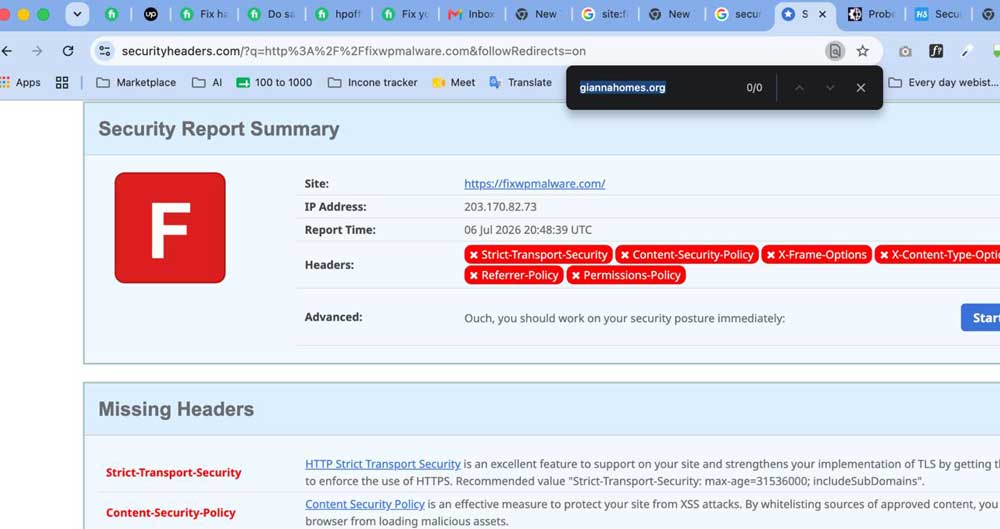 Checking missing HTTP Security Headers in WordPress