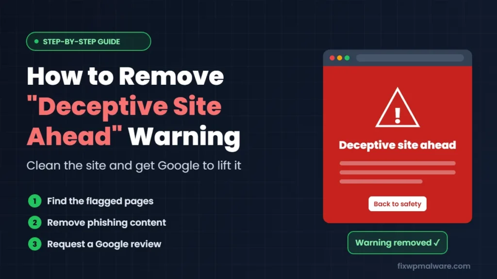How to remove the Deceptive site ahead warning from a WordPress website