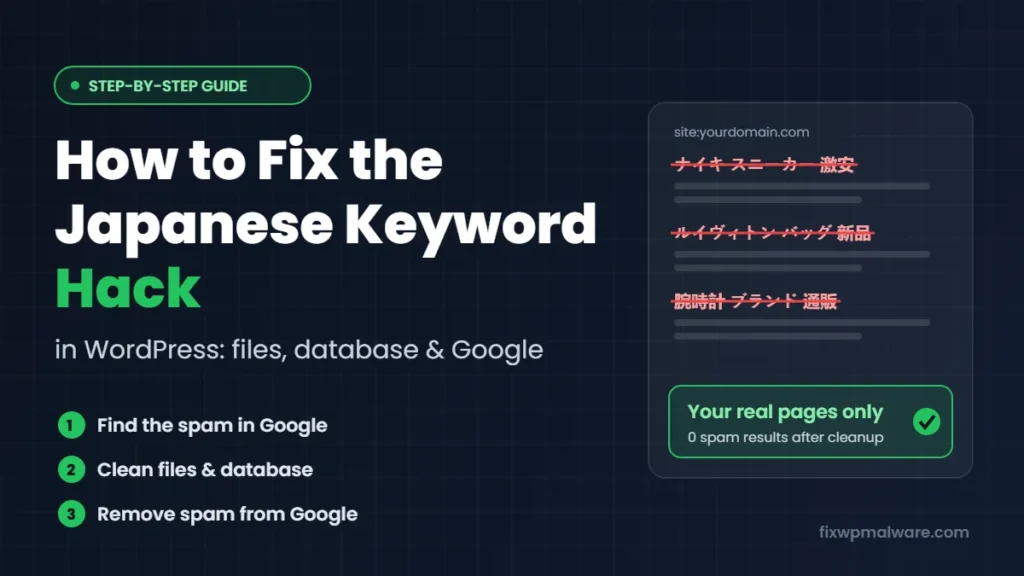 How to fix the Japanese keyword hack in WordPress, step-by-step guide