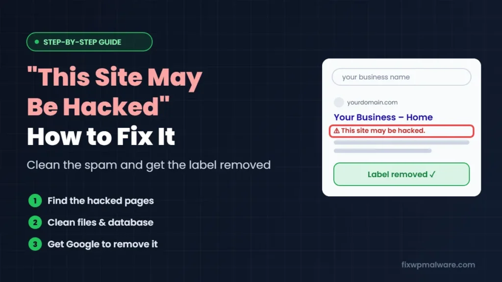 How to fix the This site may be hacked warning in Google search results