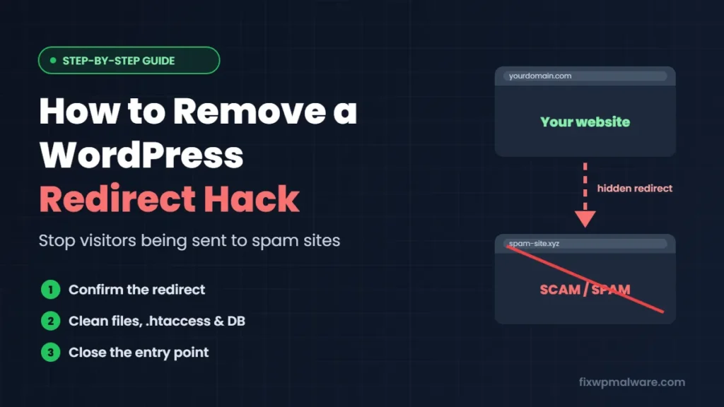 How to remove a WordPress redirect hack that sends visitors to spam sites